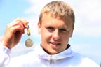 Jonathan Edwards (Cambridge) silver medal in the senior boys shot